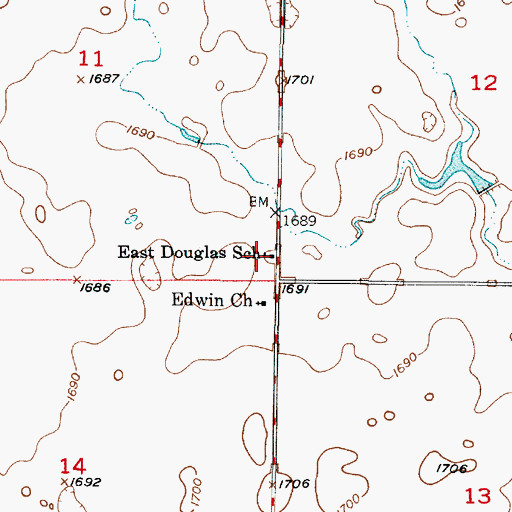 Topographic Map of East Douglas School, SD