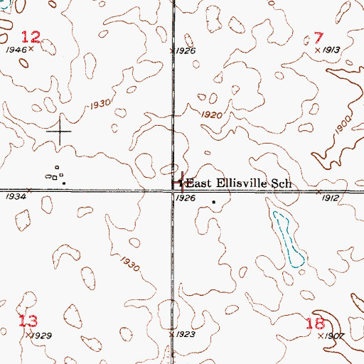 Topographic Map of East Ellisville School, SD
