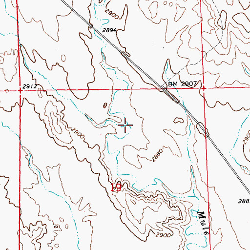 Topographic Map of East Fork Mule Creek, SD