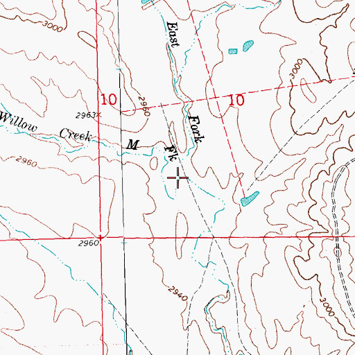 Topographic Map of East Fork Willow Creek, SD