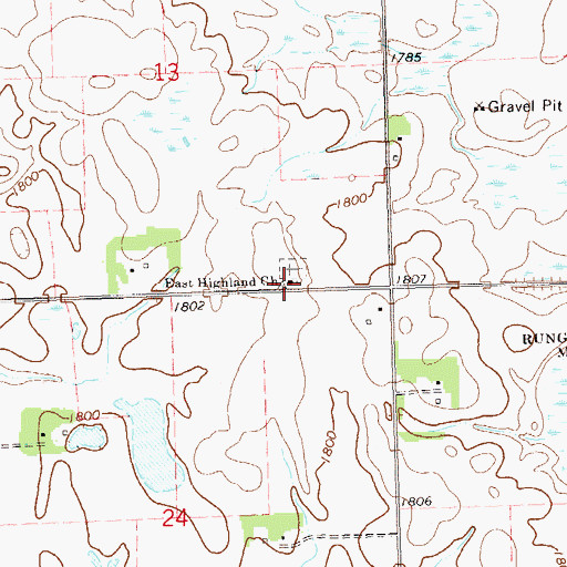 Topographic Map of East Highland Church, SD