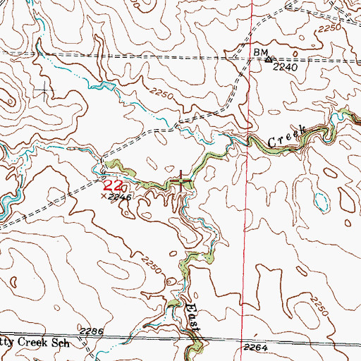 Topographic Map of East Pretty Creek, SD