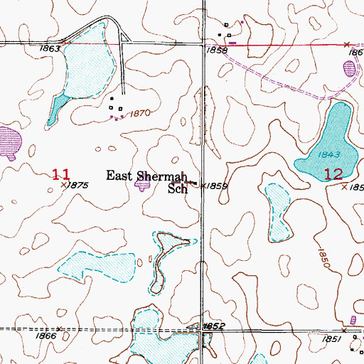 Topographic Map of East Sherman School, SD