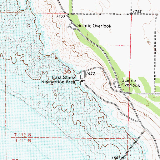 Topographic Map of East Shore Recreation Area, SD