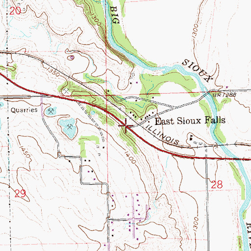 Topographic Map of East Sioux Falls, SD