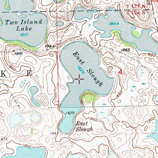 Topographic Map of East Slough, SD