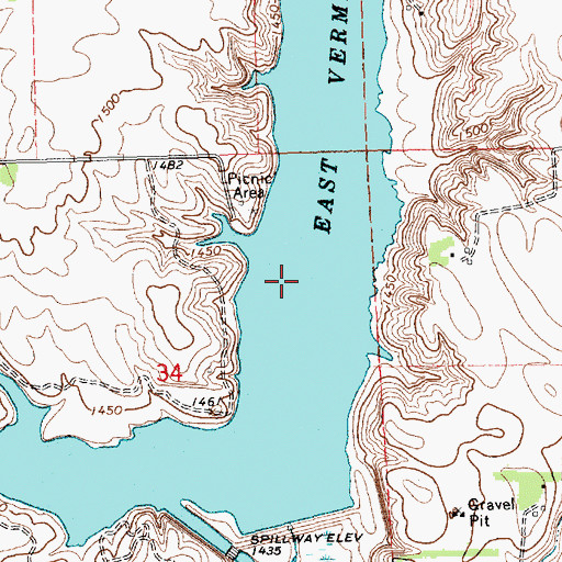 Topographic Map of East Vermillion Lake, SD