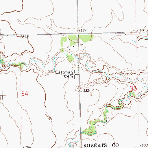 Topographic Map of Eastman Cemetery, SD