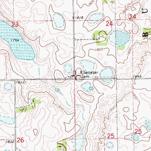 Topographic Map of Ebenezer Cemetery, SD