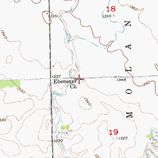 Topographic Map of Ebenezer Church, SD