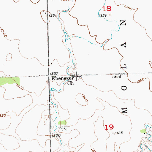 Topographic Map of Ebenezer Church, SD