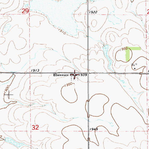 Topographic Map of Ebenezer Church, SD