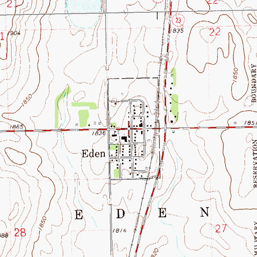 Topographic Map of Eden, SD