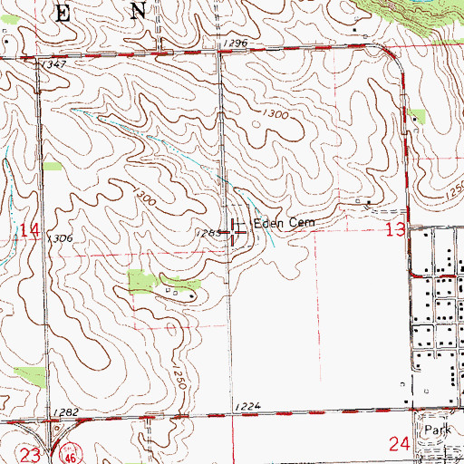 Topographic Map of Eden Cemetery, SD