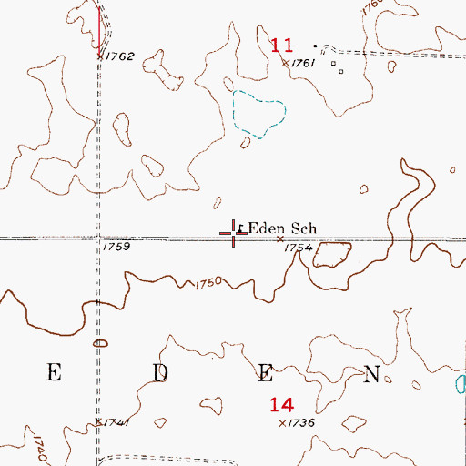 Topographic Map of Eden School, SD