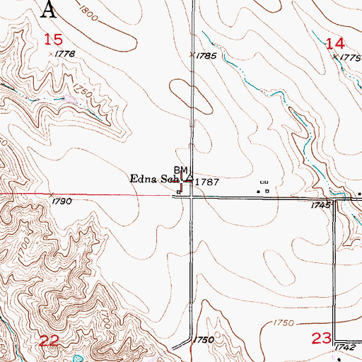 Topographic Map of Edna School, SD