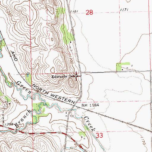 Topographic Map of Edwards School, SD