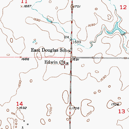 Topographic Map of Edwin Church, SD