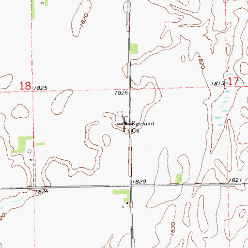 Topographic Map of Egeland Church, SD