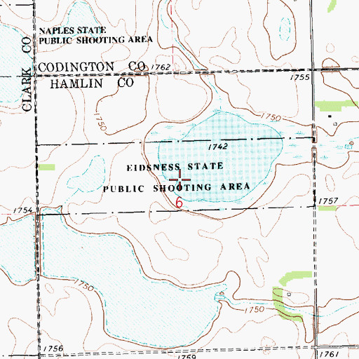 Topographic Map of Eidsness State Public Shooting Area, SD