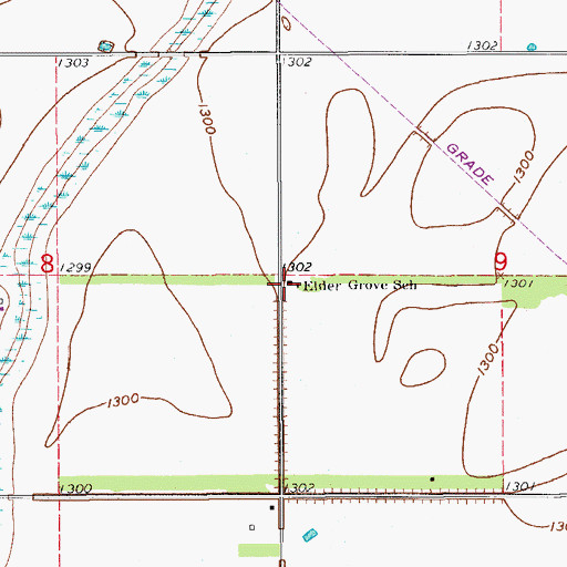Topographic Map of Elder Grove School, SD