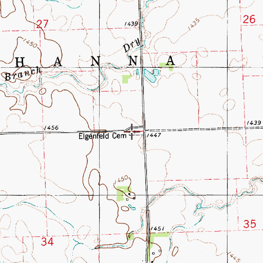 Topographic Map of Elgenfield Cemetery, SD