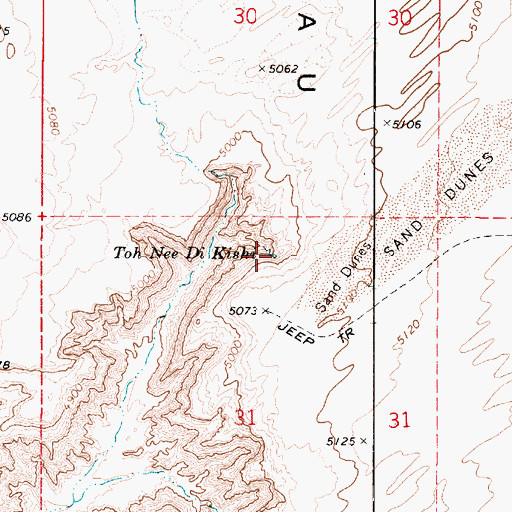 Topographic Map of Toh Nee Di Kishi, AZ