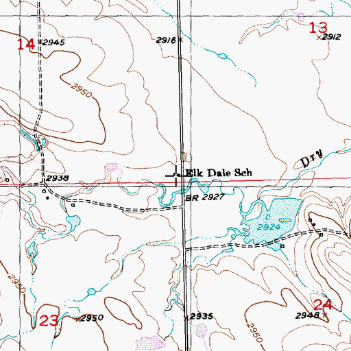 Topographic Map of Elk Dale School, SD
