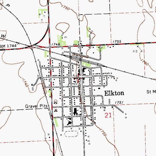 Topographic Map of Elkton, SD