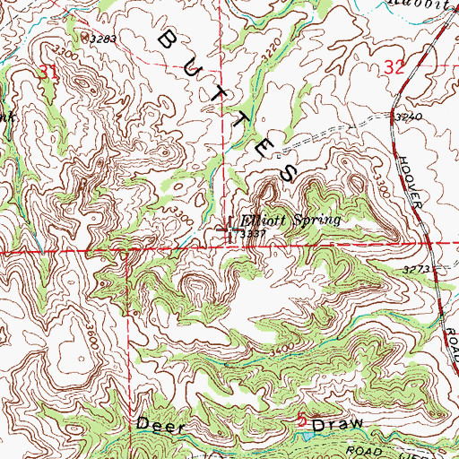 Topographic Map of Elliott Spring, SD