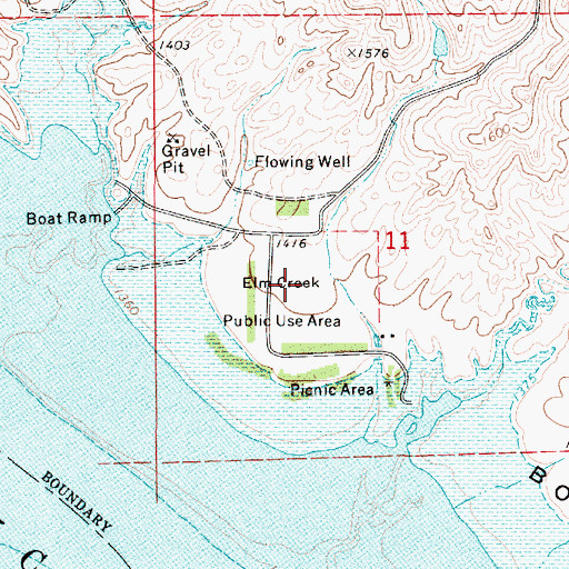 Topographic Map of Elm Creek Public Use Area, SD