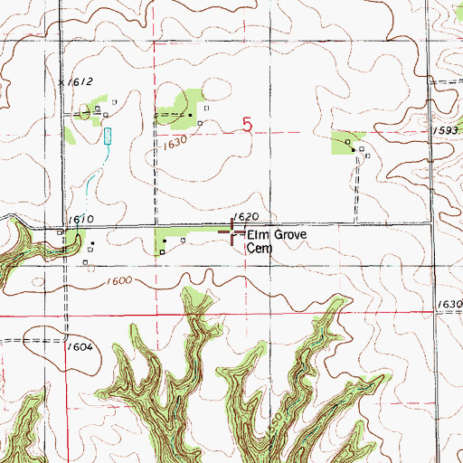 Topographic Map of Elm Grove Cemetery, SD