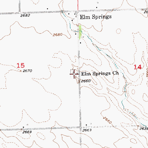 Topographic Map of Elm Springs Church, SD