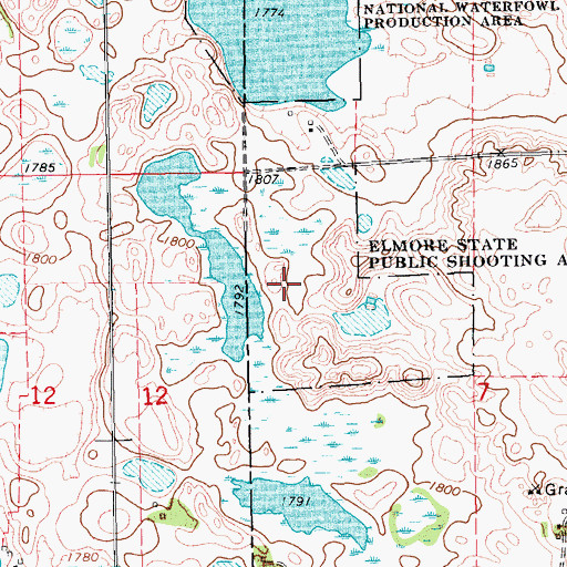 Topographic Map of Elmore State Public Shooting Area, SD