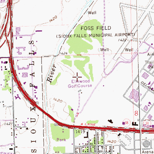 Topographic Map of Elmwood Golf Course, SD