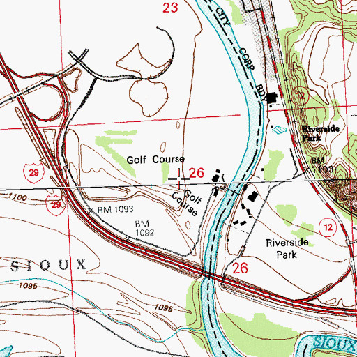 Topographic Map of Elmwood Golf Course, SD
