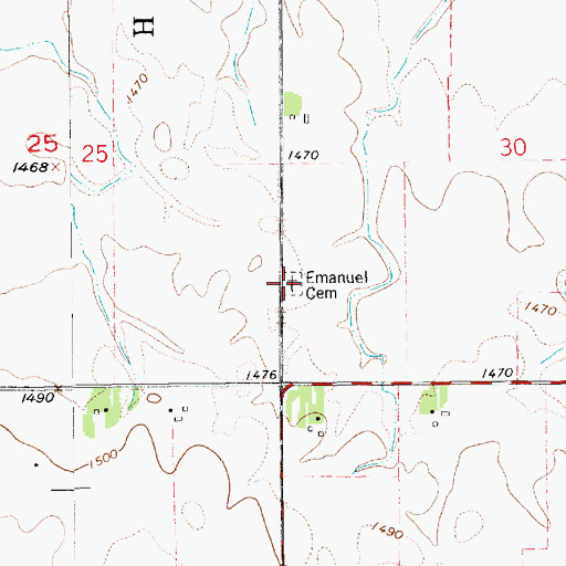 Topographic Map of Emanuel Cemetery, SD