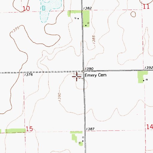 Topographic Map of Emery Cemetery, SD