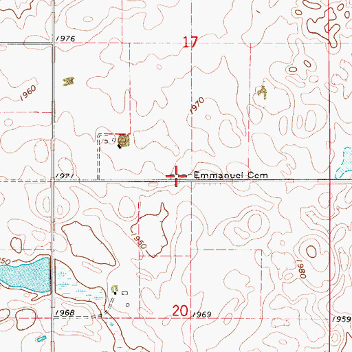 Topographic Map of Emmanuel Lutheran Cemetery, SD