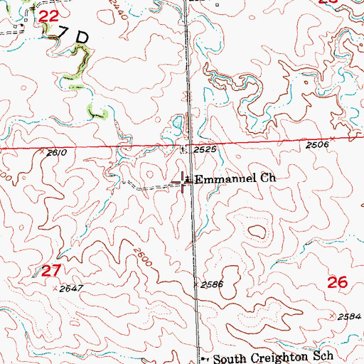 Topographic Map of Emmanuel Church, SD
