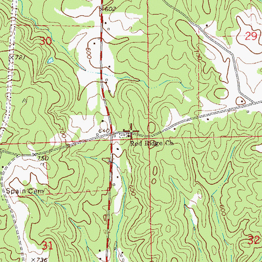 Topographic Map of Red Ridge United Methodist Church, AL