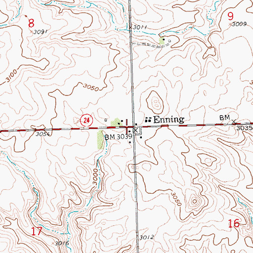 Topographic Map of Enning, SD