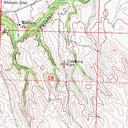 Topographic Map of Epiphany Cemetery, SD