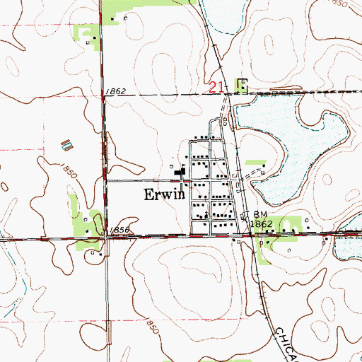 Topographic Map of Erwin, SD