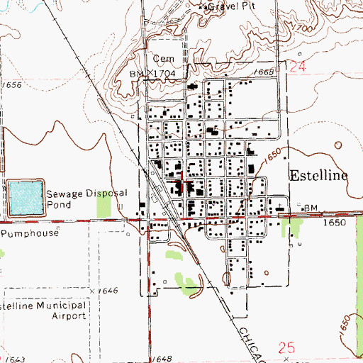 Topographic Map of Estelline, SD