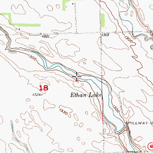 Topographic Map of Ethan Lake, SD