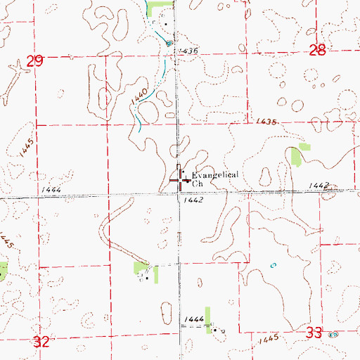 Topographic Map of Evangelical Church, SD