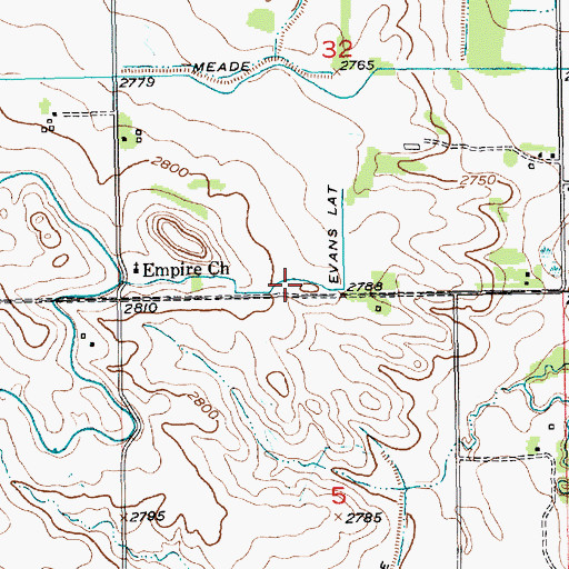 Topographic Map of Evans Lateral, SD
