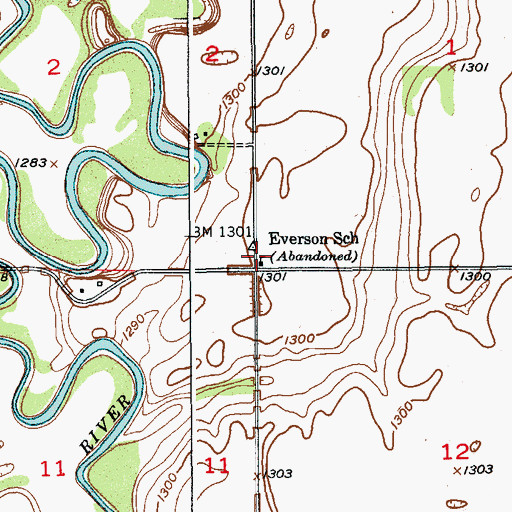 Topographic Map of Everson School, SD