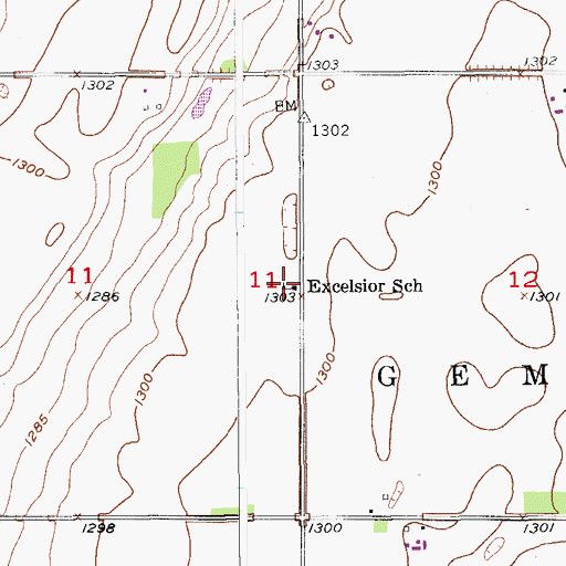 Topographic Map of Excelsior School, SD